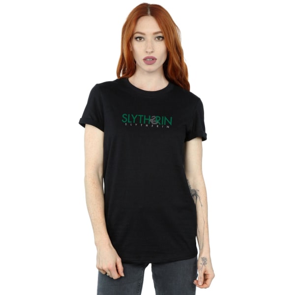 Harry Potter dam/kvinna Slytherin text bomull boyfriend t-shirt Black 3XL
