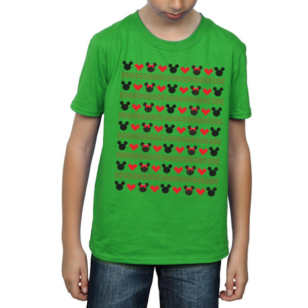 Disney Boys Mickey And Minnie Christmas Hearts T-Shirt 7-8 År Irish Green 7-8 Years