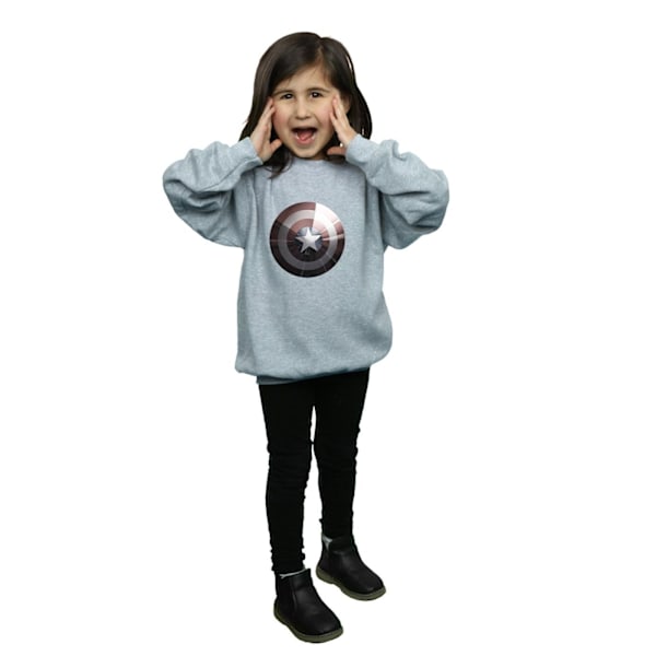 Marvel Girls Captain America Shield Shiny Sweatshirt 12-13 år Sports Grey 12-13 Years