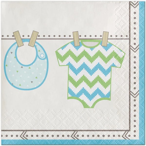 Creative Party Bundle Of Joy Papperservetter för Babyshower (Förpackning om 16) White/Blue/Green One Size