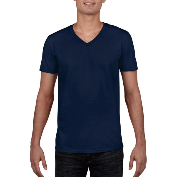 Gildan Mens mjuk stil V-ringad kortärmad T-shirt M Marinblå Navy M