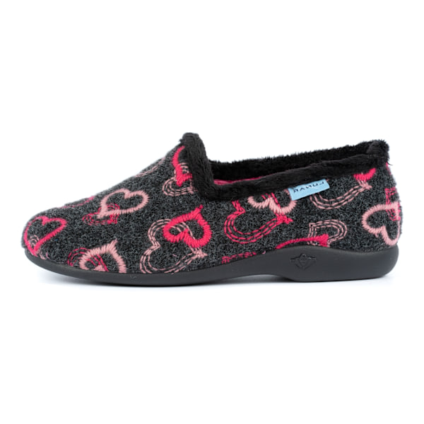 Lunar Dam/Dam Jolly Hearts Tofflor 7 UK Svart/Rosa Black/Pink 7 UK