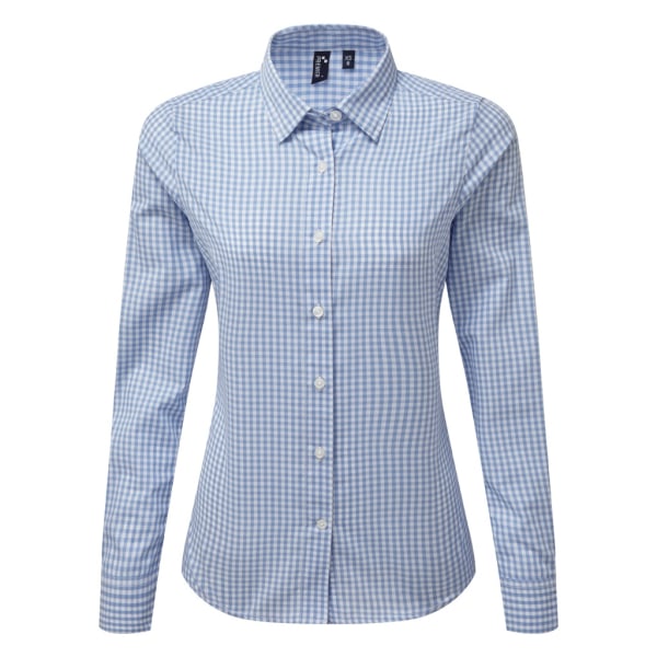 Premier dam/dam Maxton rutig långärmad skjorta L Light Bl Light Blue/White L