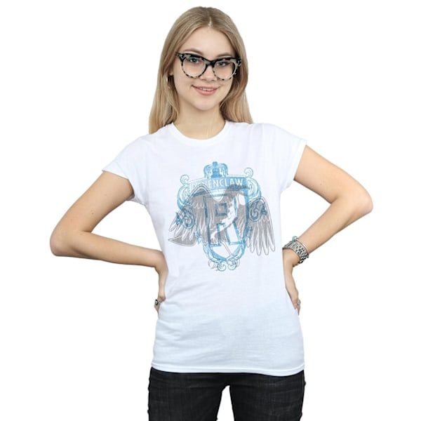 Harry Potter Dam/Kvinnor Ravenclaw Raven Crest Bomull T-shirt White XXL