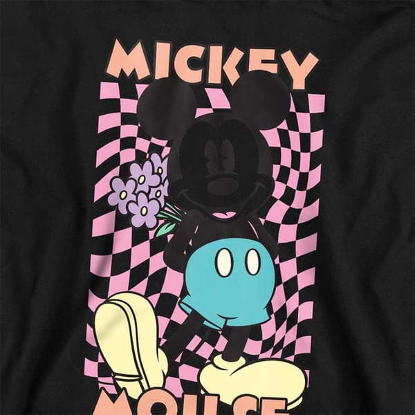 Disney Barn/Barn Mickey Mouse Warp Check Pullover Hoodie 9 Black 9-11 Years