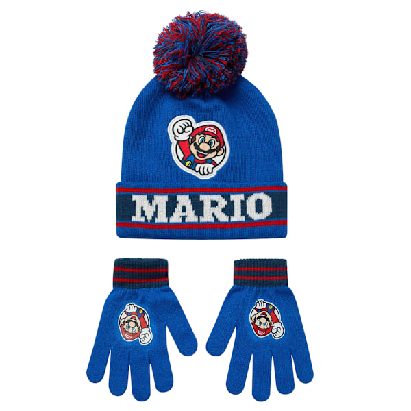 Super Mario Mössa & Handskar Set Pojkar One Size Blå/Röd Blue/Red One Size