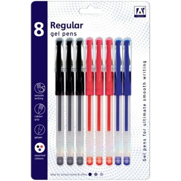En Star Gel Pen (Pack med 8) One Size Svart/Röd/Blå Black/Red/Blue One Size