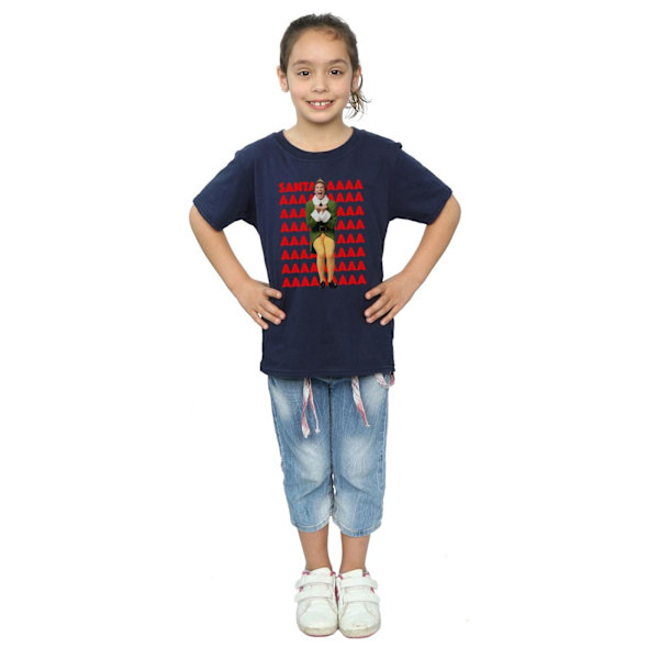 Elf Girls Buddy Santa Scream Bomull T-shirt 7-8 år Marinblå Navy Blue 7-8 Years