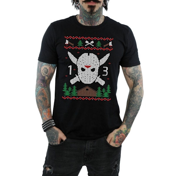 Fredag den 13:e Herr Jul Fair Isle T-shirt S Svart Black S