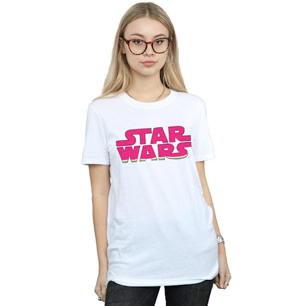 Star Wars Dam/Damer Watermelon Logo Bomull Boyfriend T-Shir White 4XL
