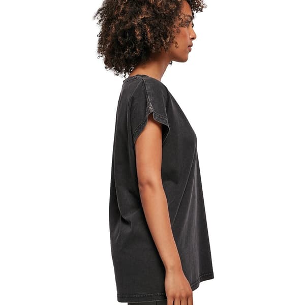 Bygg ditt varumärke Dam/Dam Acid Wash Extended Shoulder T-Sh Black S