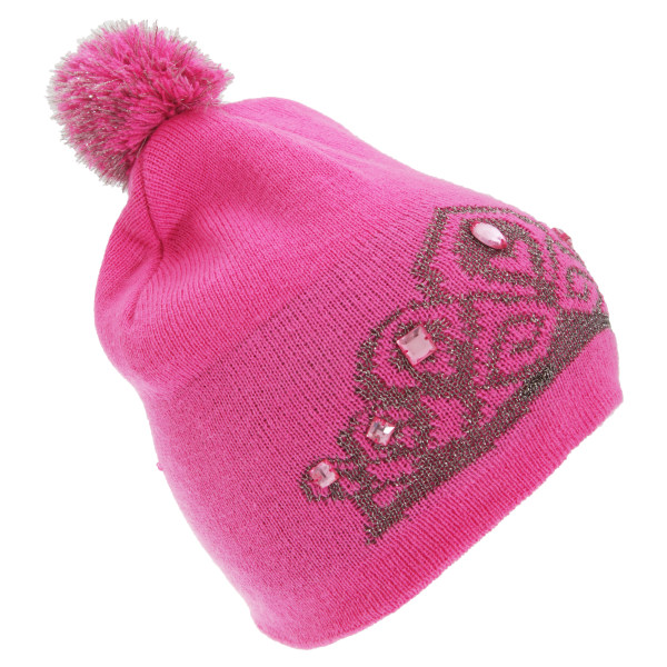FLOSO Dam/Dam Tiara Mönster Vinter Beanie Bobble Hat One Pink One Size