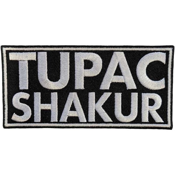 Tupac Shakur Woven Logo Iron On Patch One Size Svart/Vit Black/White One Size