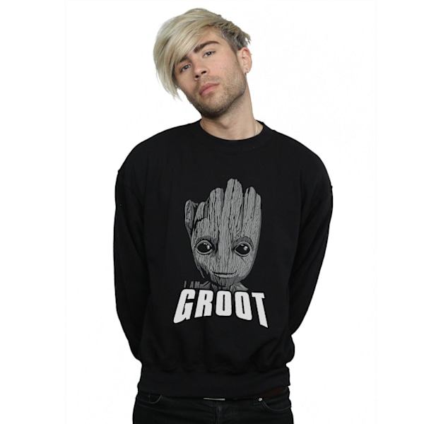 Marvel Herr Guardians Of The Galaxy Groot Ansikte Sweatshirt XL Svart Black XL
