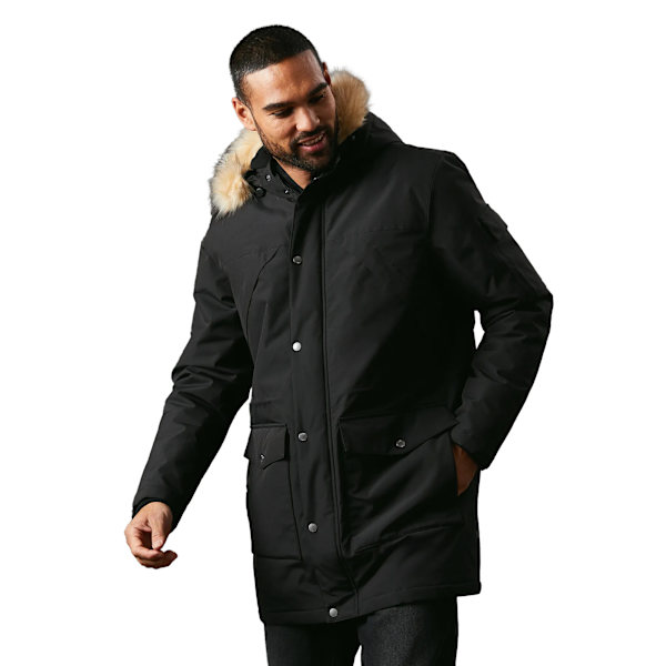 Maine Herr Parka med Huva, 4 Fickor, Storlek S, Svart Black S