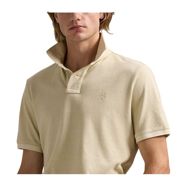 Ralph Lauren Herrbroderad logotyp krage smal kortärmad Natural L