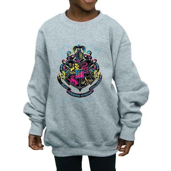 Harry Potter Neon Hogwarts Crest Sweatshirt för flickor 7-8 år Spo Sports Grey 7-8 Years