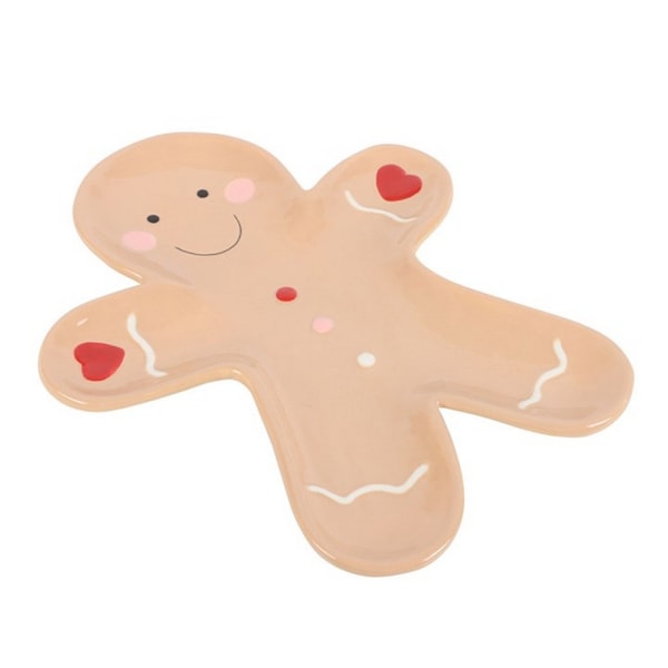 Something Different Keramisk Pepparkaksgubbe Tallrik En Storlek Brun Brown/Red One Size
