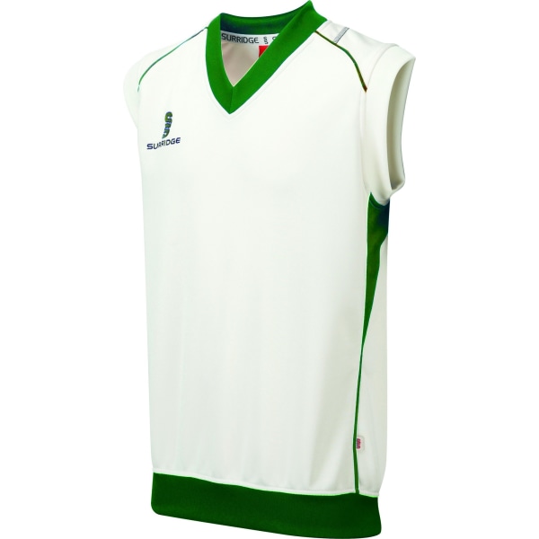 Surridge herr Curve ärmlös tröja/jumper XL vit/grön T White/ Green Trim XL