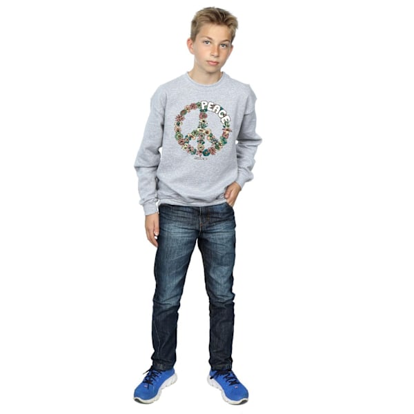 Woodstock Boys Floral Peace Sweatshirt 12-13 år Sports Grey Sports Grey 12-13 Years