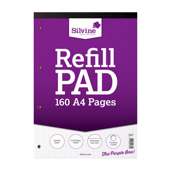 Silvine A4 Refill Pad 2-10-20 Graf (6 förpackningar med 80 ark) 210m Multicoloured 210mm x 297mm