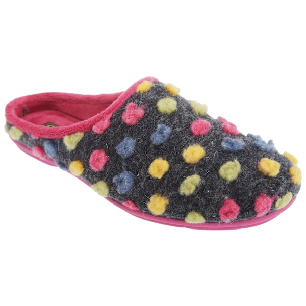 Sleepers Dam/Damer Amy Spotted Knit Mule Tofflor 5 UK Fuchsia/Multi Fuchsia/Multi 5 UK