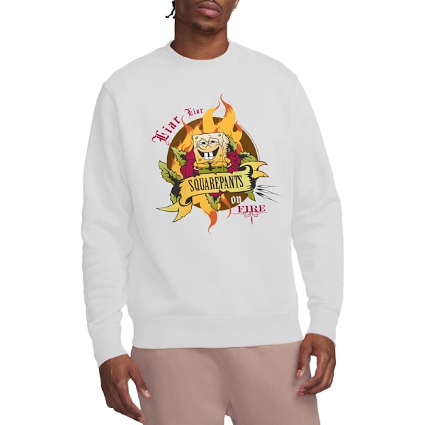 SvampBob Fyrkant Unisex Vuxen Lögare Lögare Brallor i Brand Tröja White XL