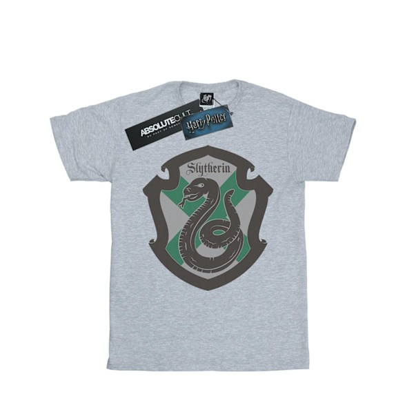 Harry Potter Boys Slytherin Crest Flat T-Shirt 7-8 år Sport Sports Grey 7-8 Years