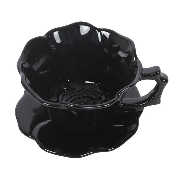 Something Different Rose Teacup & Saucer One Size Black Black One Size