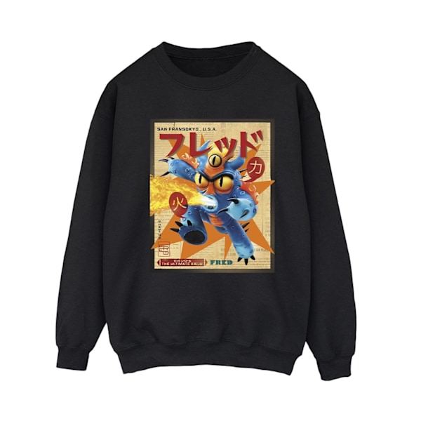 Disney Dam/Kvinnor Big Hero 6 Baymax Fred Tidnings-Sweatshirt Black M