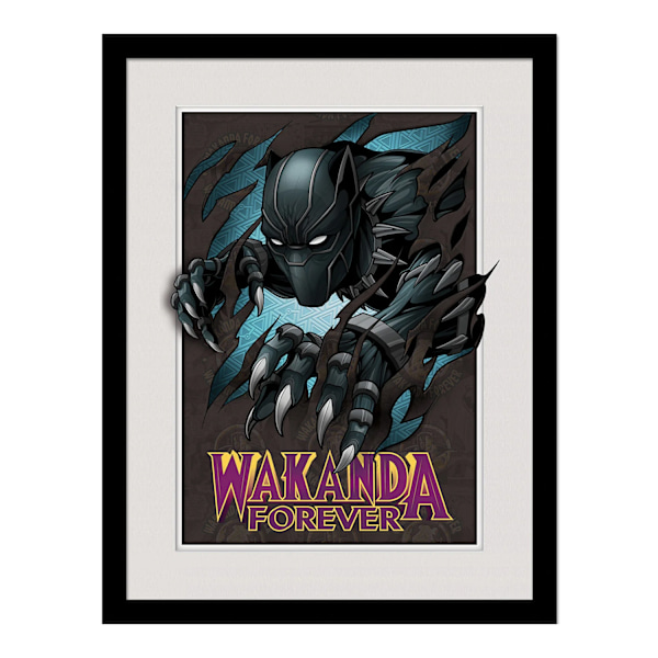 Black Panther: Wakanda Forever Ripped Inramad Poster 40cm x 30cm White/Black 40cm x 30cm