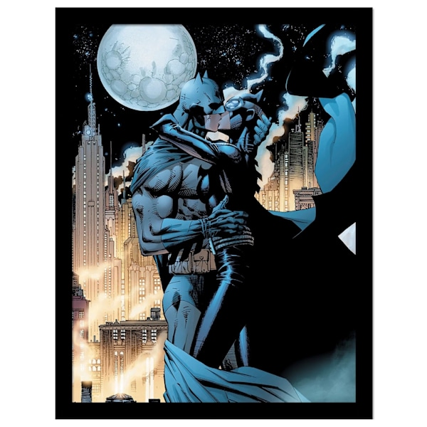 Batman Embrace Comic Cover Inramad Poster 45cm x 35cm Svart/Grå Black/Grey/Orange 45cm x 35cm