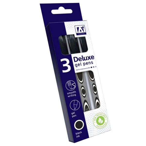 The Design Group Deluxe Gel Pen (Pack med 3) One Size Svart/Grå Black/Grey/White One Size