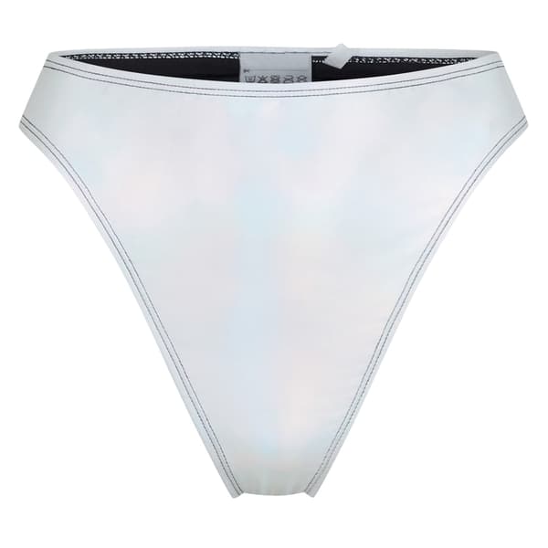 Brave Soul Dam Holografiska Högmidjade Bikiniunderdelar Metallic Silver 14 UK