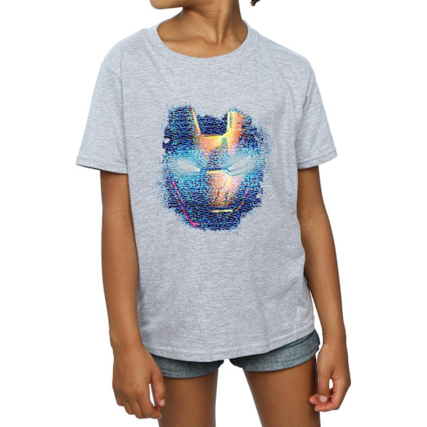 Marvel Girls Iron Man Distressed Head Bomull T-shirt 7-8 år Sports Grey 7-8 Years