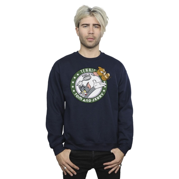 Tom And Jerry Mens Tennis Ready To Play Sweatshirt L Navy Blue Navy Blue L