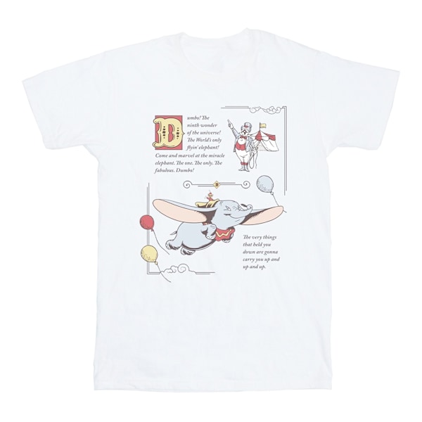 Disney Girls Dumbo Story Book Page Bomull T-shirt 12-13 År W White 12-13 Years