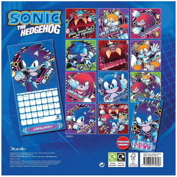 Sonic The Hedgehog 2024 Väggkalender One Size Blå Blue One Size