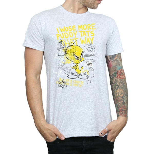 Looney Tunes Mens More Puddy Tats Tweety Bomull T-shirt L Sport Sports Grey L