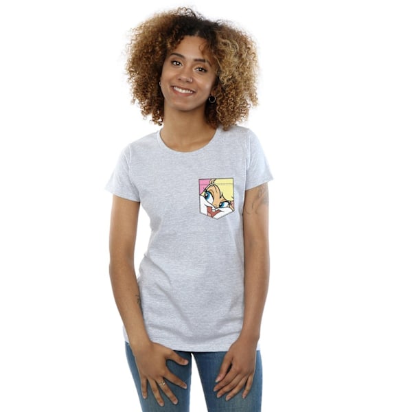 Looney Tunes Dam/Damer Lola Bunny Ansikte Faux Fick Bomull T-shirt Sports Grey L