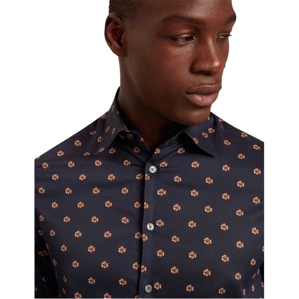 Ted Baker Herrskjorta med blomkrage, långärmad XL Marinblå Navy XL