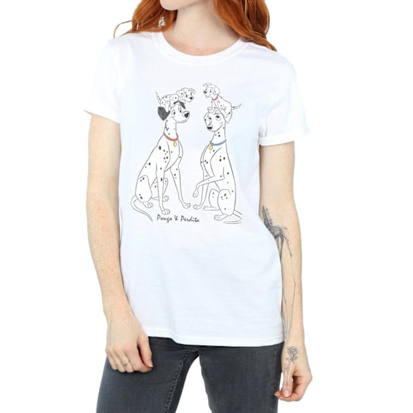 101 Dalmatiner Dam/Kvinnor Pongo Och Perdita Bomull Boyfriend White XL