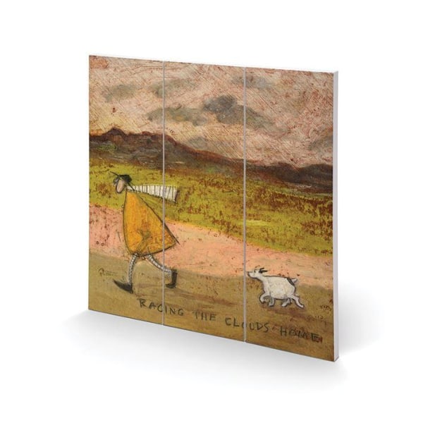 Sam Toft Racing The Clouds Home Wood Square Plaque 30cm x 30cm Brown/Green 30cm x 30cm