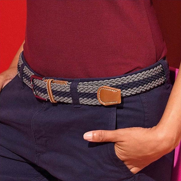 Asquith & Fox Herr Tvåfärgad Randig Flätad Stretchbälte En Storlek Slate/Navy One Size