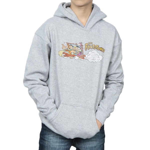 The Flintstones Boys Family Car Distressed Hoodie 9-11 år Sp Sports Grey 9-11 Years