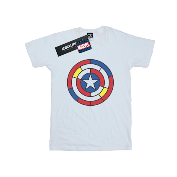 Marvel Girls Captain America Stained Glass Shield Bomull T-Shir White 7-8 Years