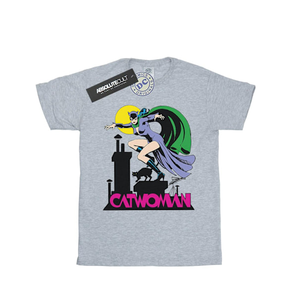 DC Comics Girls Catwoman Text Logo Bomull T-shirt 12-13 År S Sports Grey 12-13 Years