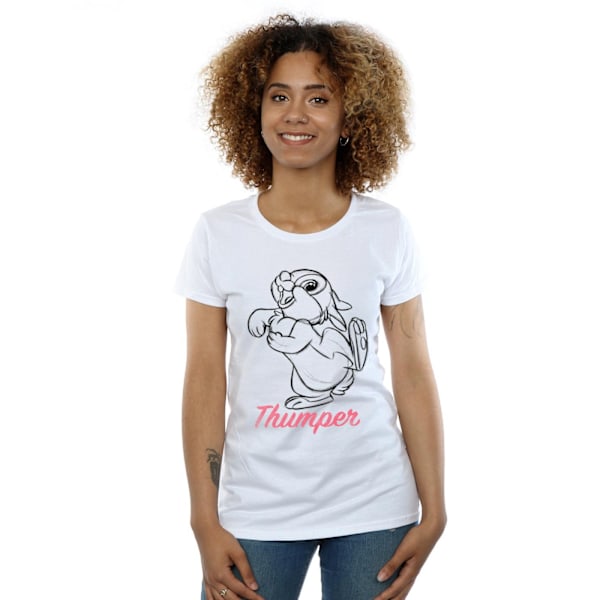 Disney Dam/Damer Bambi Thumper Linjeteckning Bomull T-shirt White XXL