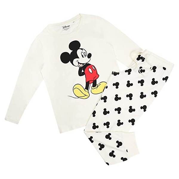 Disney Womens/Ladies Relax Mickey Mouse Långärmad Lång Pyjamas Cream/Black/Red M