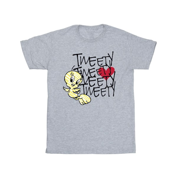 Looney Tunes Girls Tweety Love Heart Bomull T-shirt 12-13 år Sports Grey 12-13 Years